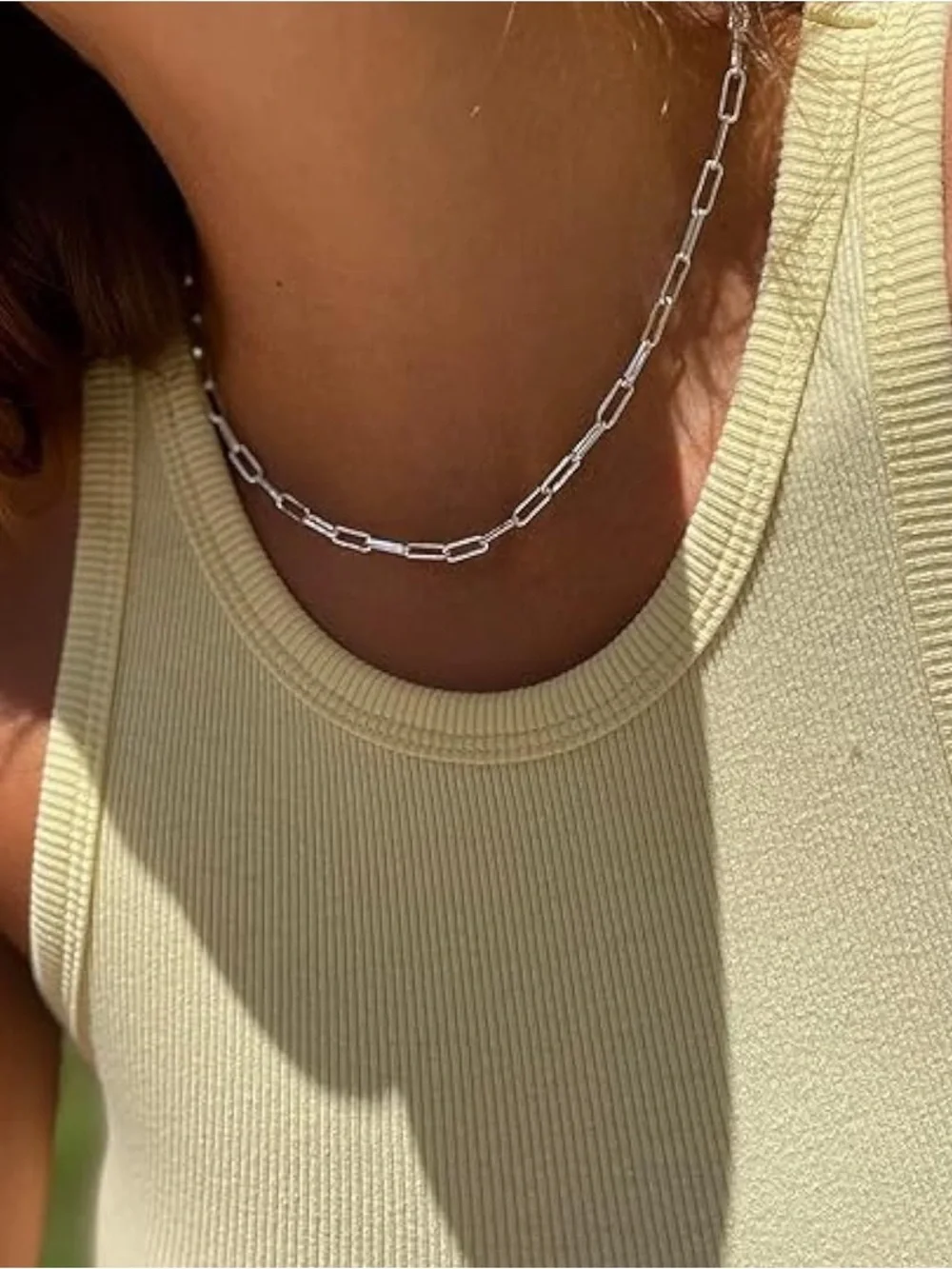 Double Layer Silver Plated Chain Necklace with Toggle Clasp